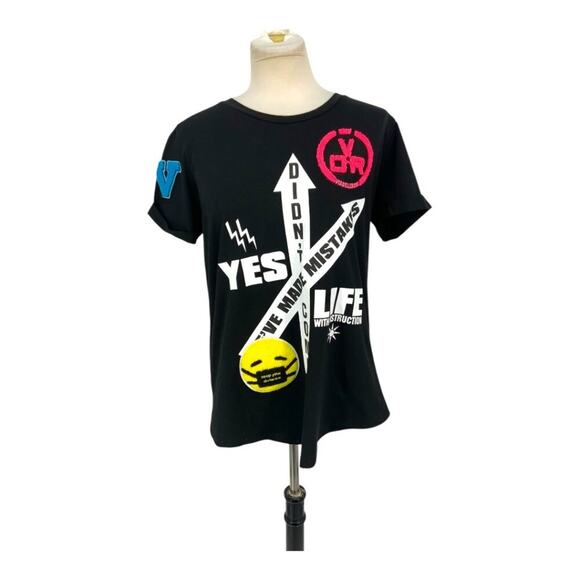 Via Delle Rose Siyah T Shirt Black Size Large NWOT - Picture 2 of 10